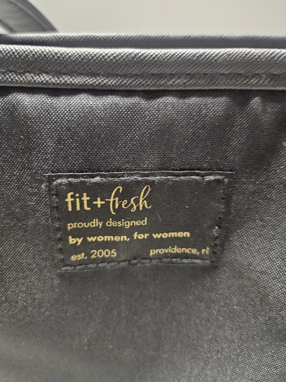 fit + fresh Black Nylon Cooler Bag with Gold Hardware